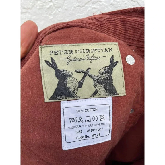 Peter Christian Mens Flat Front Corduroy Pants Cinnamon Sz W38x L30 - Picture 10 of 11